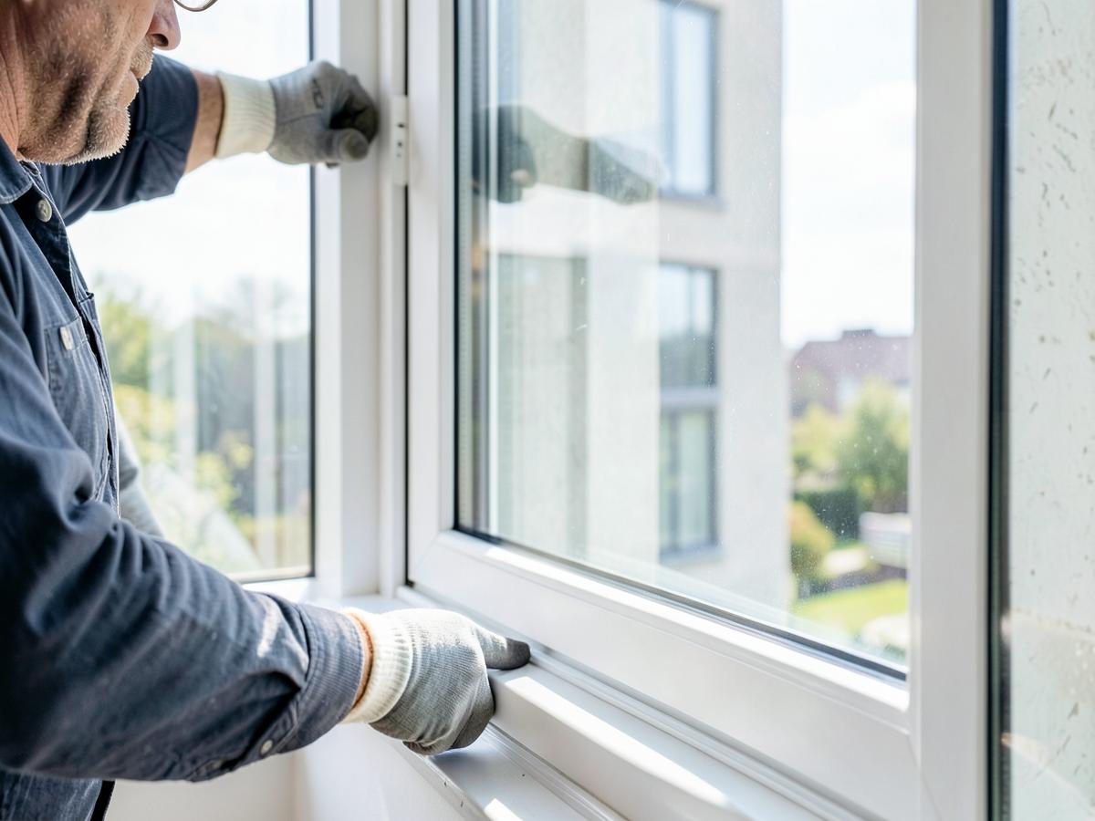 Installer fitting a modern residential window